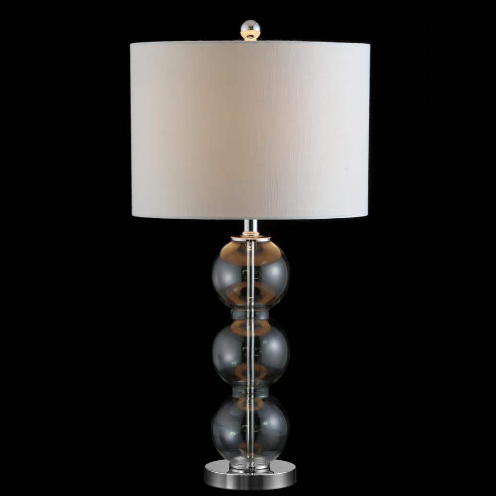 Alexa-Enabled Contemporary White Linen Drum Desk Lamp Set