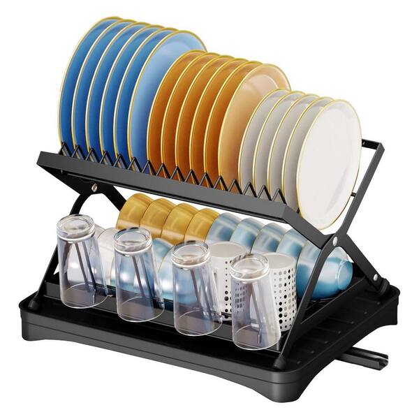 Aoibox 2-Tier Dish Rack Set Anti-Rust Dish Drainer Shelf Tableware