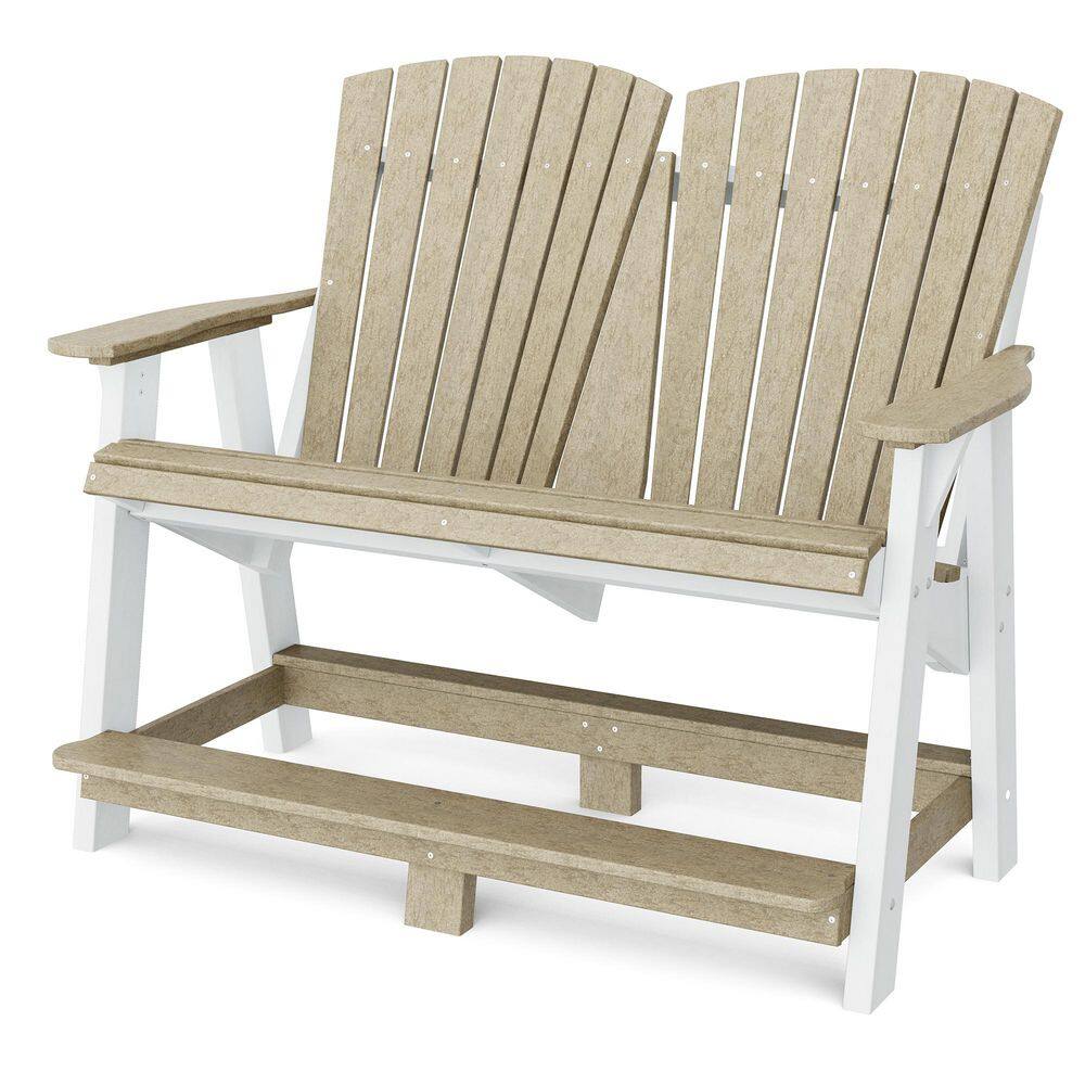Heritage Weathered Wood and White Plastic Outdoor Double Adirondack price history on PriceWatchPro