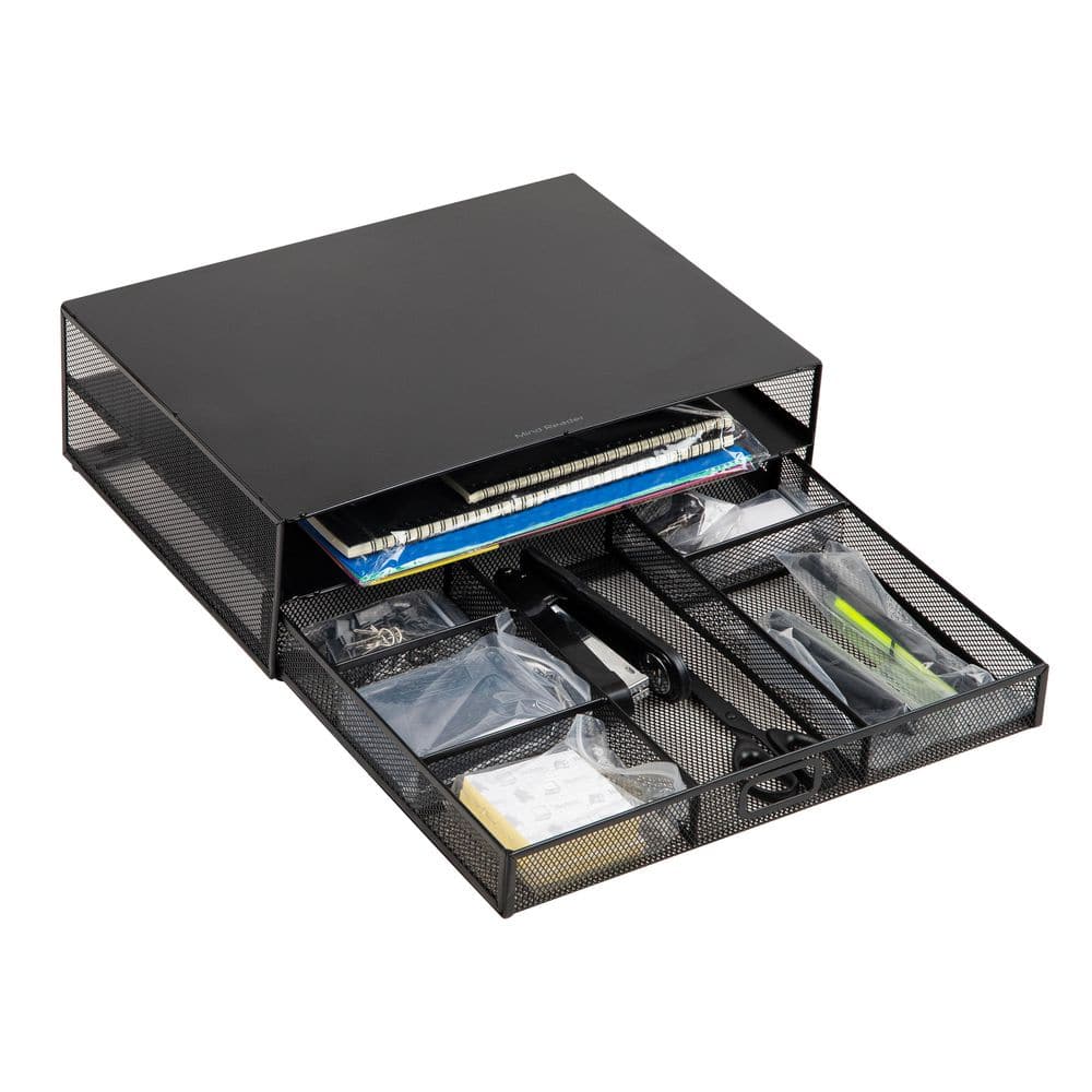 Monitor Stand and Office Supplies Ventilated Riser Storage Drawer Metal Mesh 15.75 in. L x 11.75 in. W x 4.5 in. H Black price history on PriceWatchPro