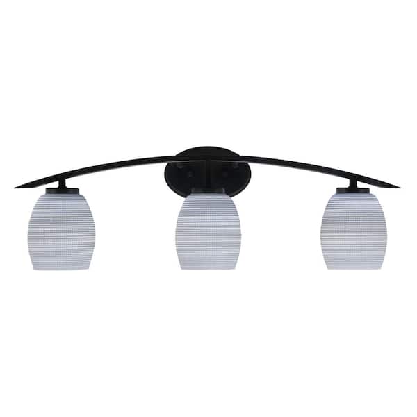 Unbranded Siena 29 in. 3-Light Vanity Light Matte Black with Gray Matrix Glass Shades