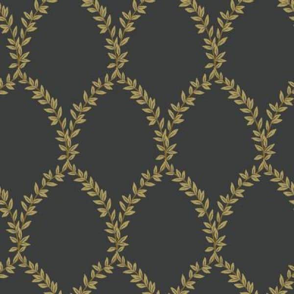 Gold and Black Non-Woven Washable Wallpaper Roll