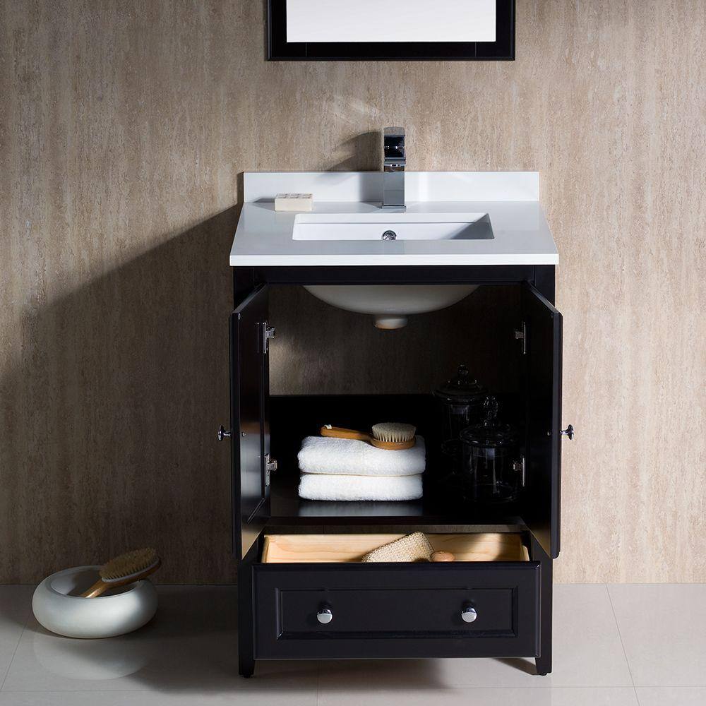 Espresso 24" Freestanding Single Sink Vanity Set with Mirror