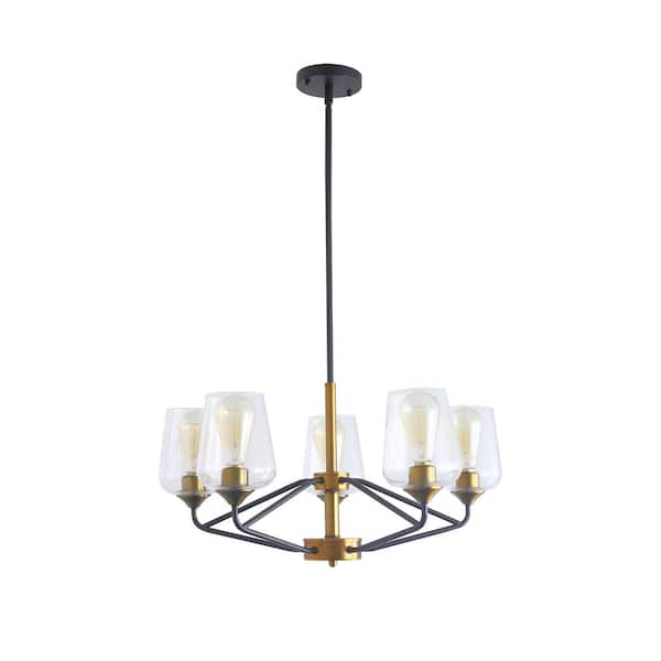 MODERN HABITAT Artistic 5-Light 60-Watt Golden Black Chandelier with No Bulbs Included