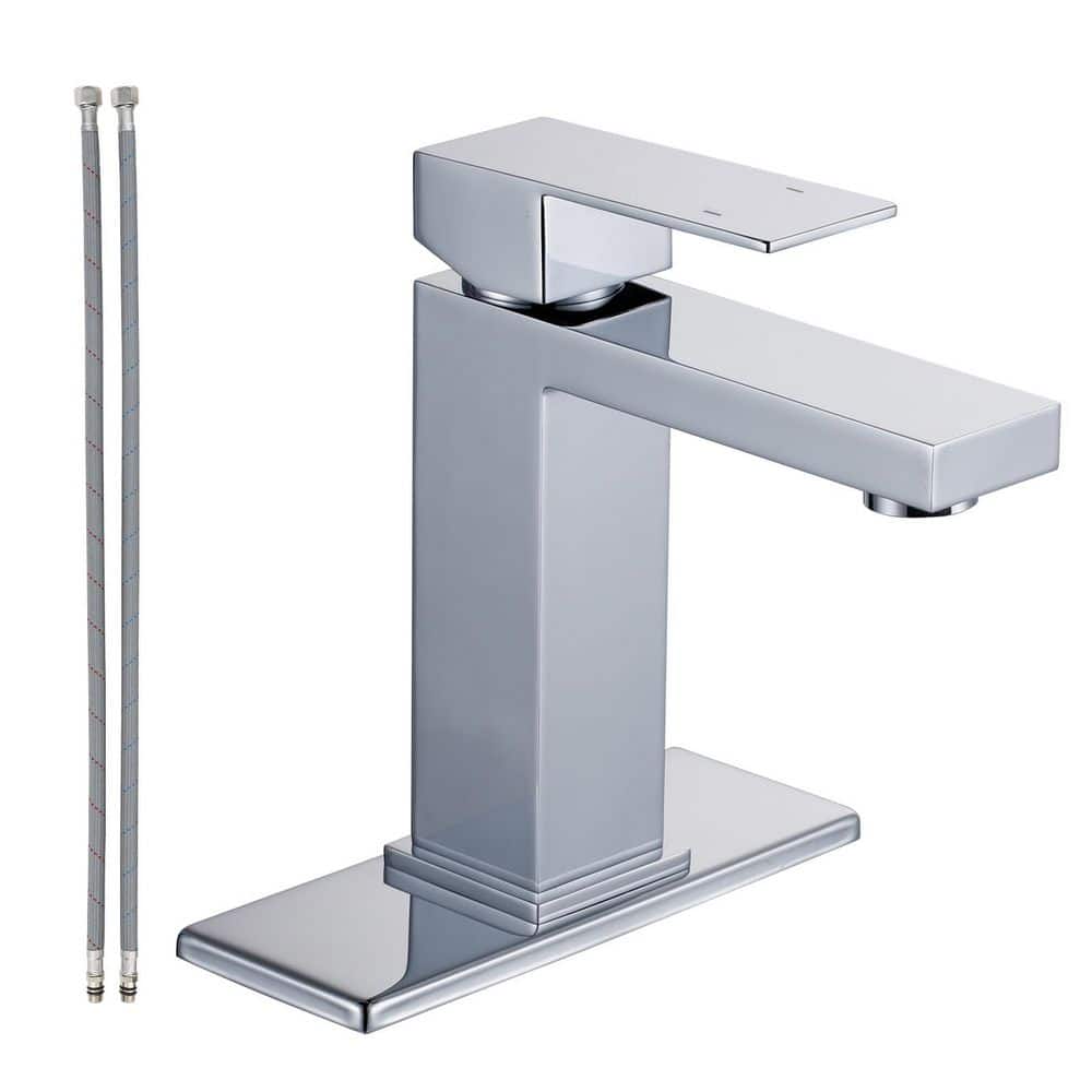 Single Handle Single Hole Bathroom Faucet with Deckplate Included in Polished Chrome price history on PriceWatchPro