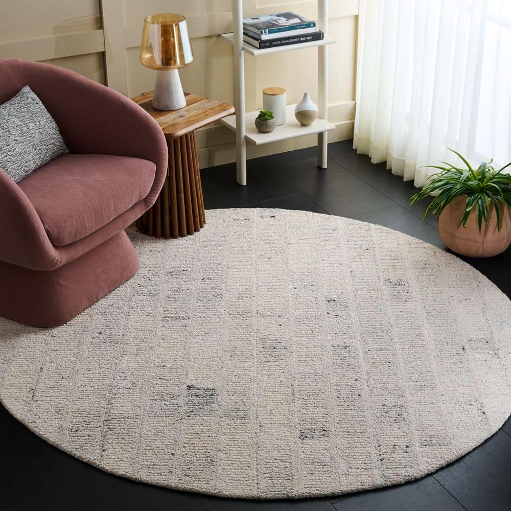 Harvest 6 ft. x 6 ft. Round Light Gray Isometric Tile Area Rug price history on PriceWatchPro