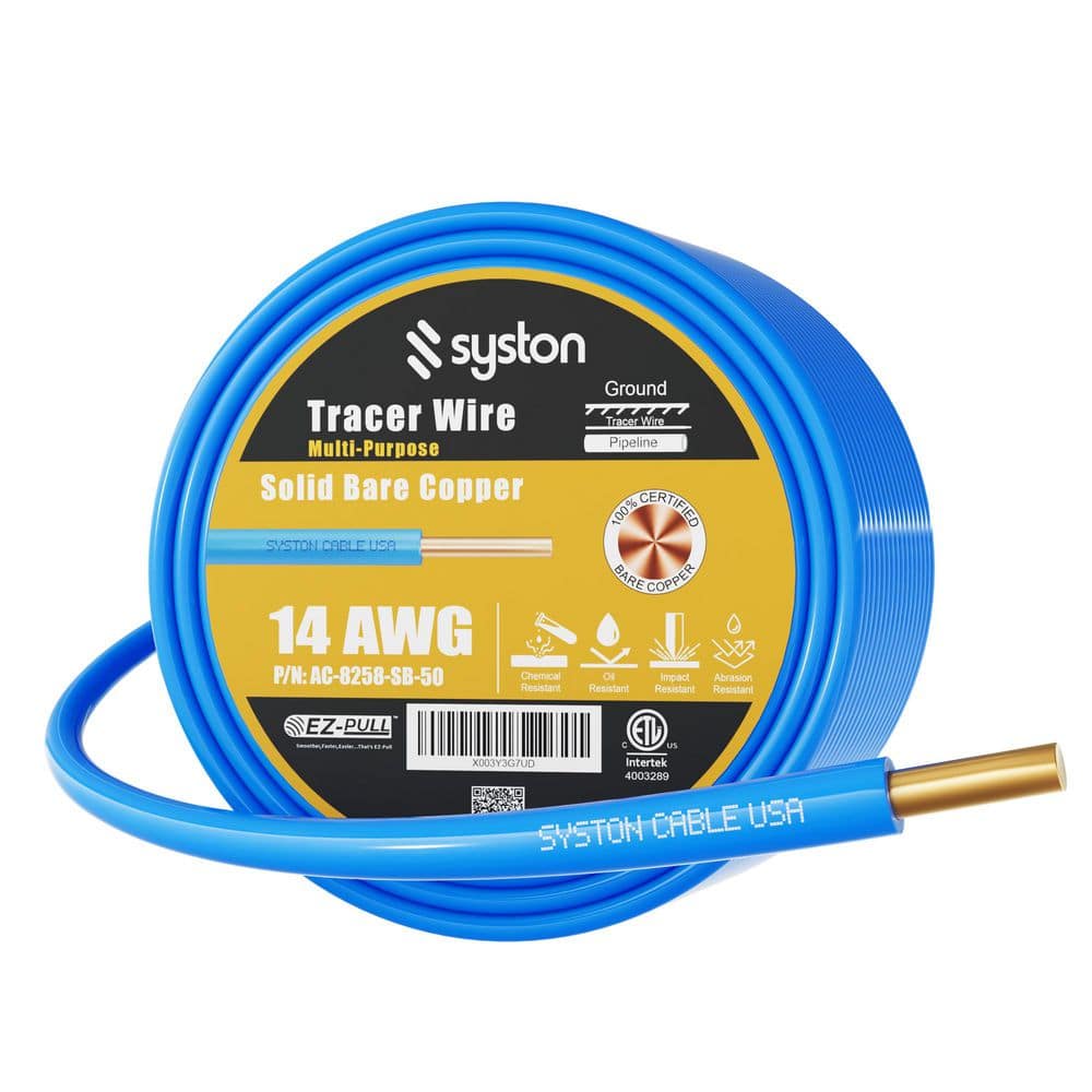 50 ft. Blue 14 AWG 600-Volt Solid Bare Copper Tracer Wire for Direct Burial Locating Underground Gas, Water, Sewer Pipes price history on PriceWatchPro