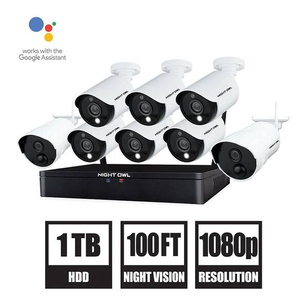 Night Owl 12-Channel 1080p HD Hybrid Wired + Wireless 1TB DVR Security Surveillance System with 6-Wired and 2-Wireless Cameras