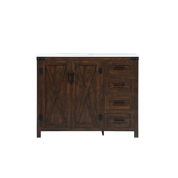 Unbranded Timeless Home 42 in. W x 19 in. D x 34 in. H Bath Vanity in Expresso with Ivory White Engineered Stone Top