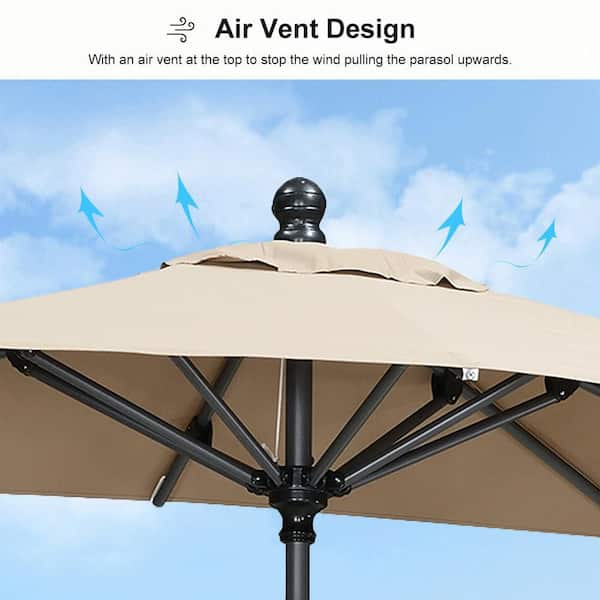4 ft. x 6 ft. Aluminum Crank and Tilt Outdoor Patio Market Umbrella in Taupe