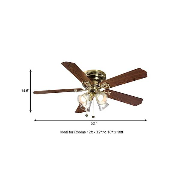 New Hampton Bay 52 in. Ceiling outlets Fan White & Brass Lights 522 904