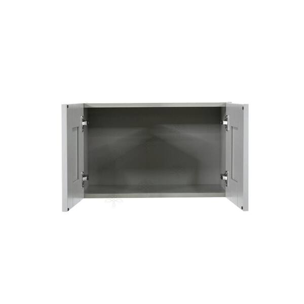 LIFEART CABINETRY Anchester Assembled 24x15x12 in. Wall Cabinet with 2 Doors no Shelf in Light Gray