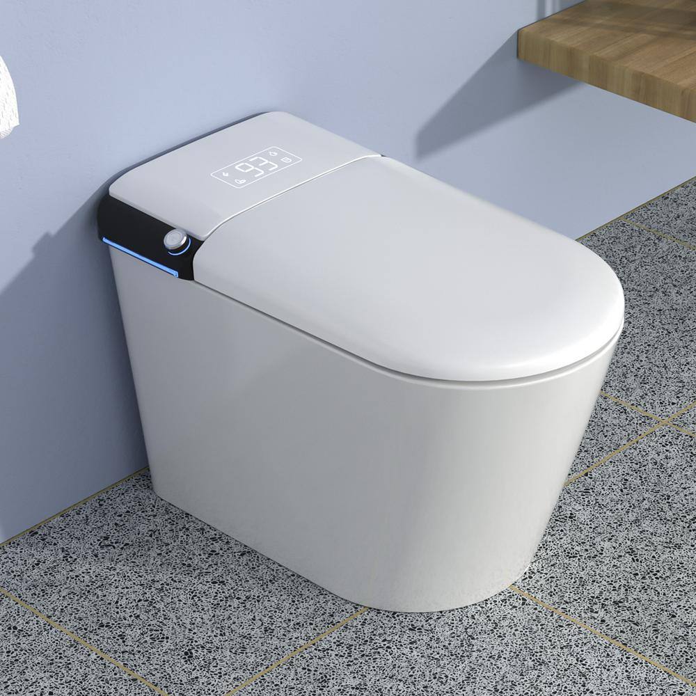 White Ceramic High Efficiency Elongated Bidet Toilet with Heated Seat