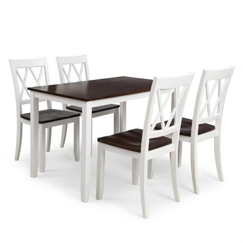 5-Piece Espresso and White Wood Top Dining Room Set Seats 4 price history on PriceWatchPro