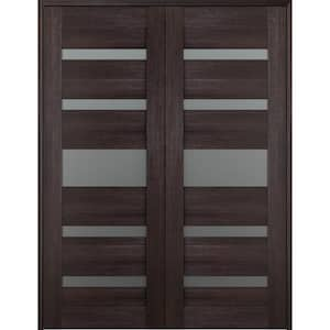 Vona 07-05 36 in. x 84 in. Both Active 5-Lite Frosted Glass Veralinga Oak Wood Composite Double Prehung French Door