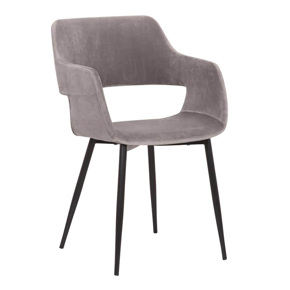 Armen Living Ariana Contemporary Dining Chair in Black Metal Finish and ...