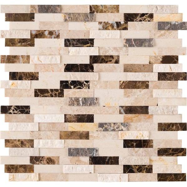 MSI Emperador Blend Splitface Peel and Stick 12 in. x 12 in. Textured Marble Floor and Wall Tile (1 sq. ft./Each)