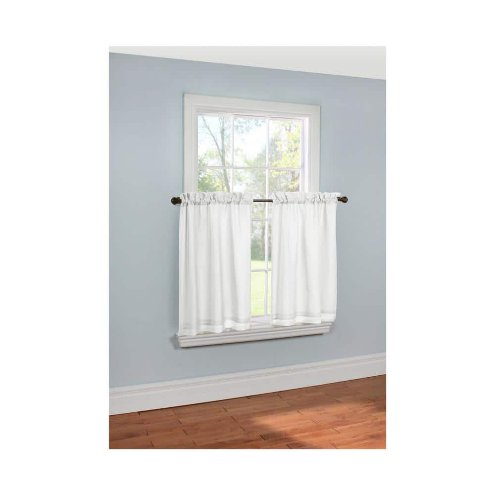 Rhapsody White 54 in. W x 24 in. L Lined Room Darkening Rod Pocket Curtain 
