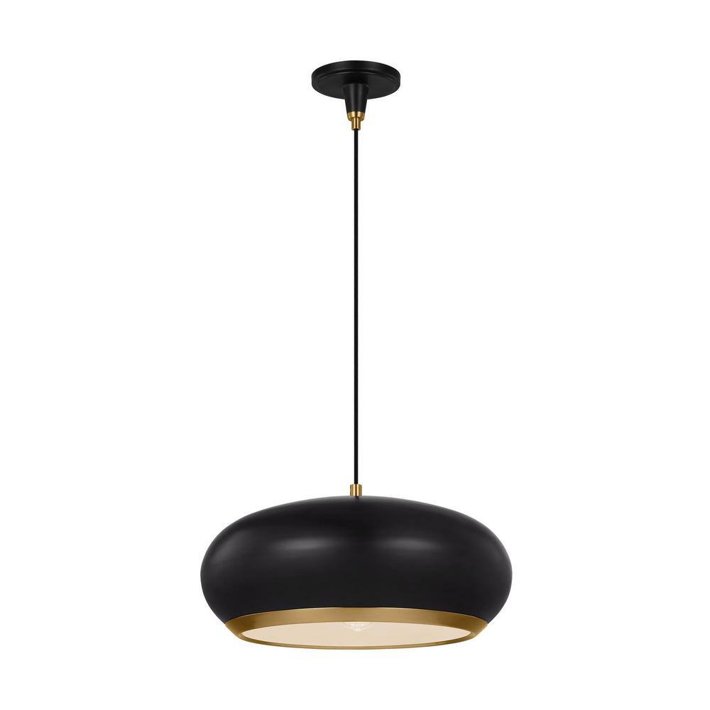 Clasica Aged Iron 18" Bowl Pendant Light with Black Shade