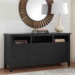 Whitford Black Wood TV Stand with Two Doors and Two Drawers (58 in. W x 30 in. H)