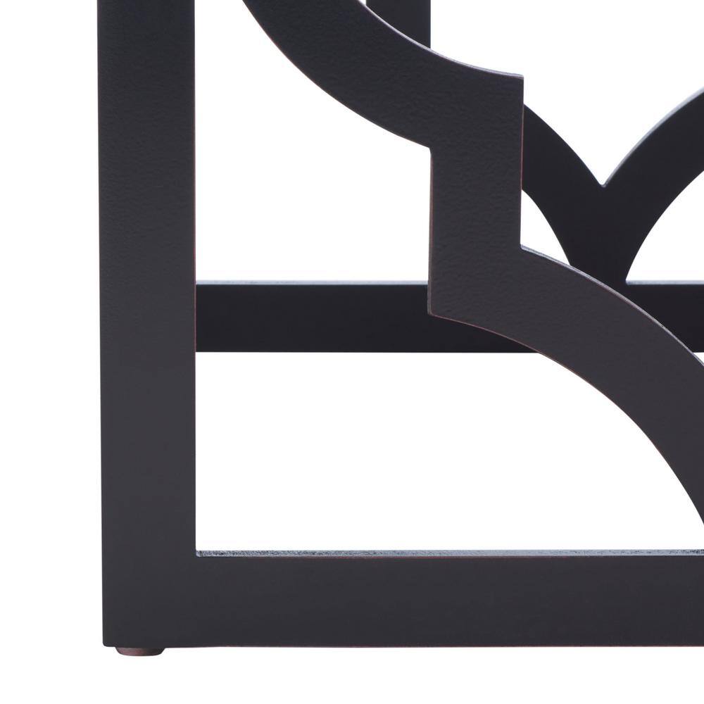 Milo Black Wood and Metal Lattice Accent Table
