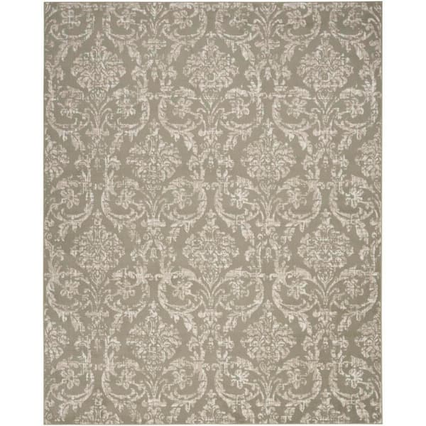 Nourison Jubilant Olive 6 ft. x 9 ft. Damask Transitional Area Rug