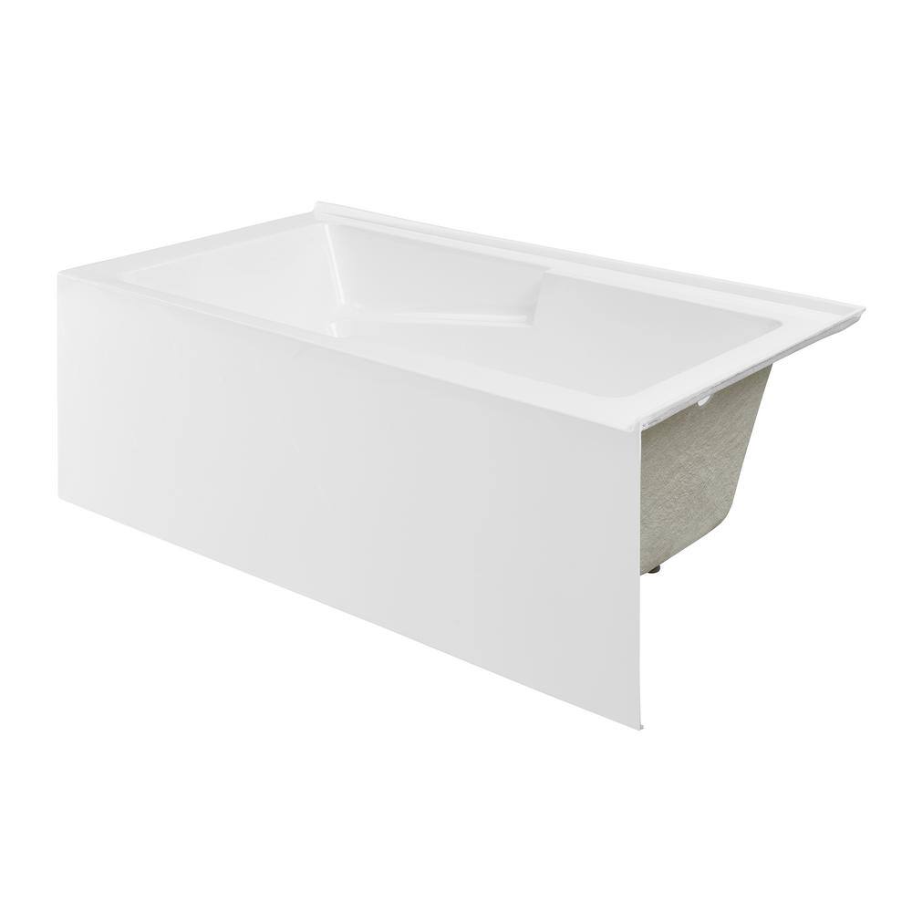 Claire 60" White Acrylic Alcove Tub with Corner Apron