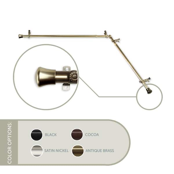 Rod Desyne 28 in. - 48 in., 13/16 in. Dia Single Corner Curtain Rod Each Side in Antique Brass