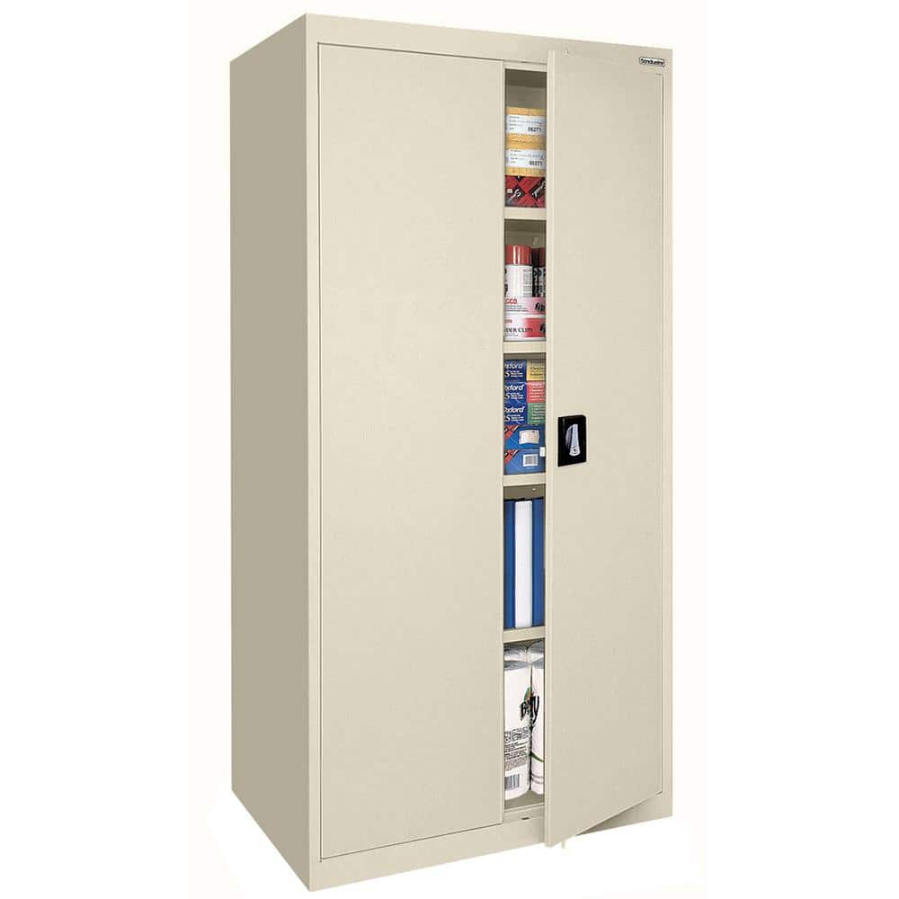 Modern Freestanding White Steel Lockable Office Cabinet with Adjustable Shelving