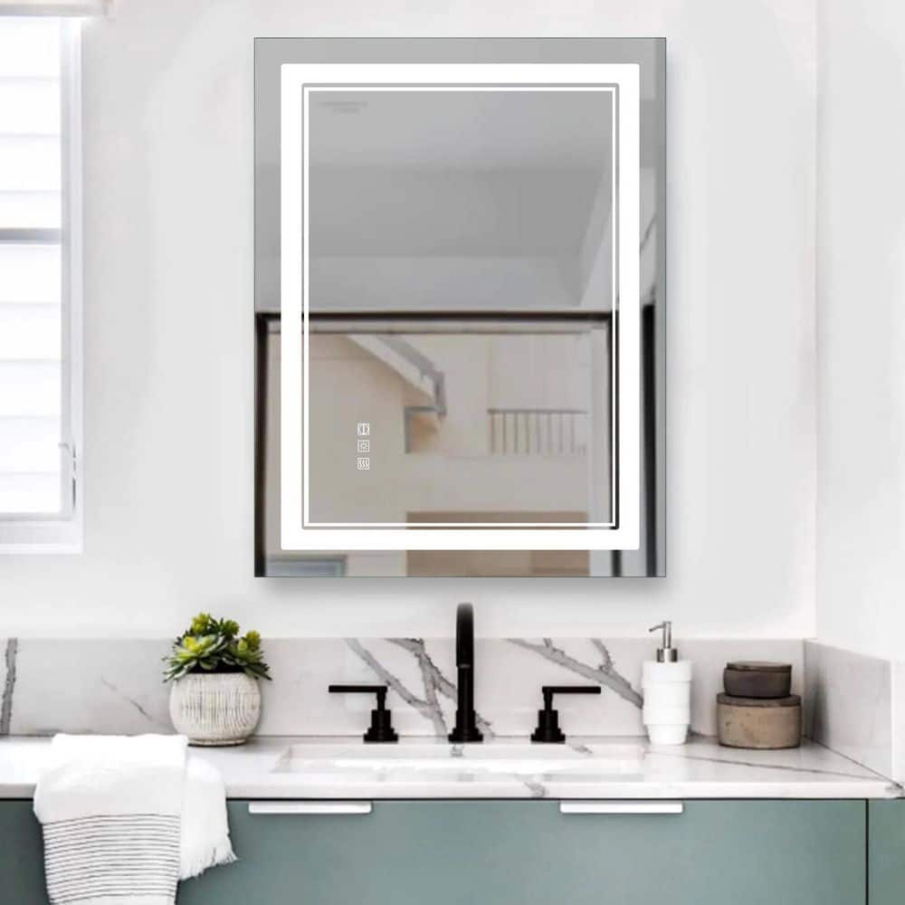 24 in. W x 32 in. H Rectangular Frameless Waterproof Anti-Fog Wall Bathroom