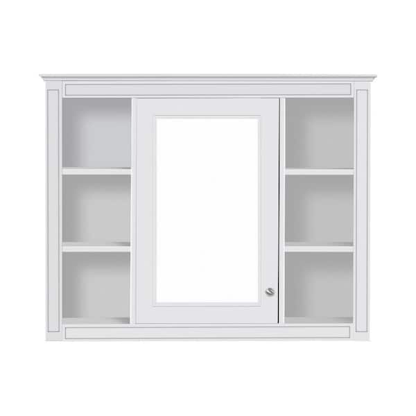 35 in. W x 28 in. H Rectangular MDF Medicine Cabinet with Mirror and 6-Open Shelves