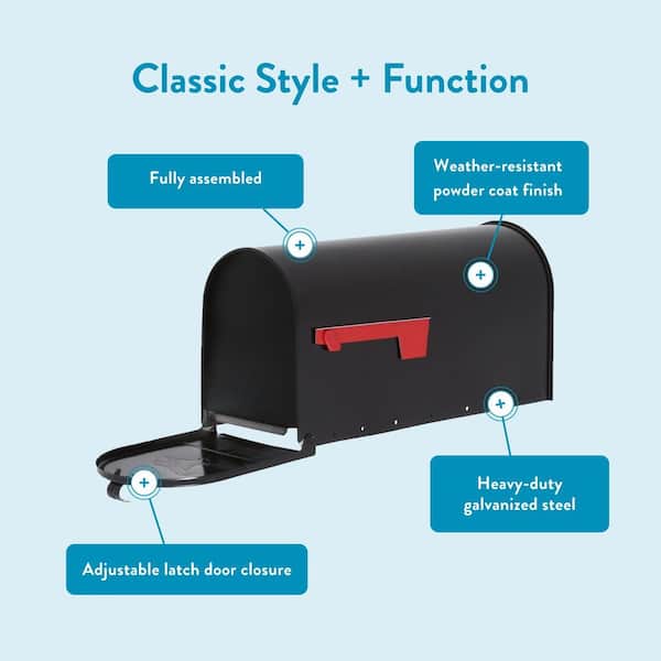 Elite Black, Large, Steel, Post Mount Mailbox