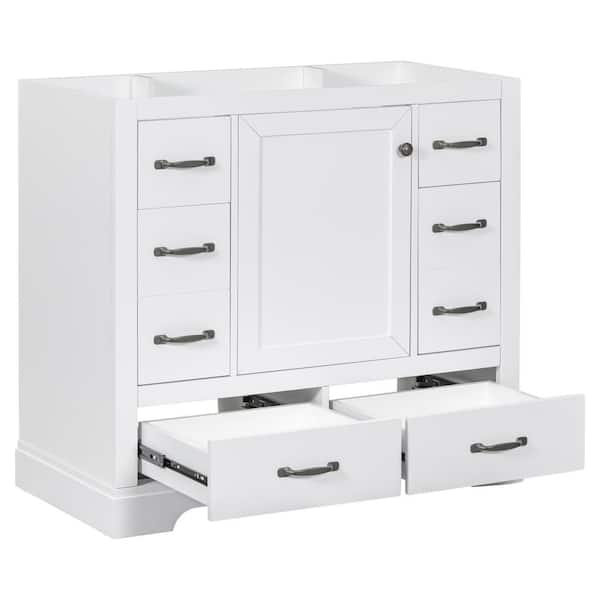 Amucolo 35.5 in. W x 17.9 in. D x 33 in. H Bath Vanity Cabinet without Top in White, Cabinet Base Only,Drawers, Adjustable Shelf