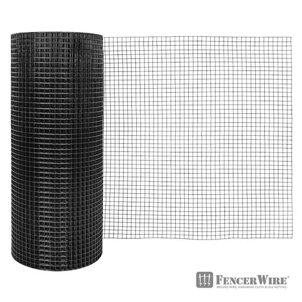 Fencer Wire 1/2 in. x 4 ft. x 50 ft. 19-Gauge Black Vinyl Coated Hardware Cloth, Multiple Use Welded Wire Fencing Roll