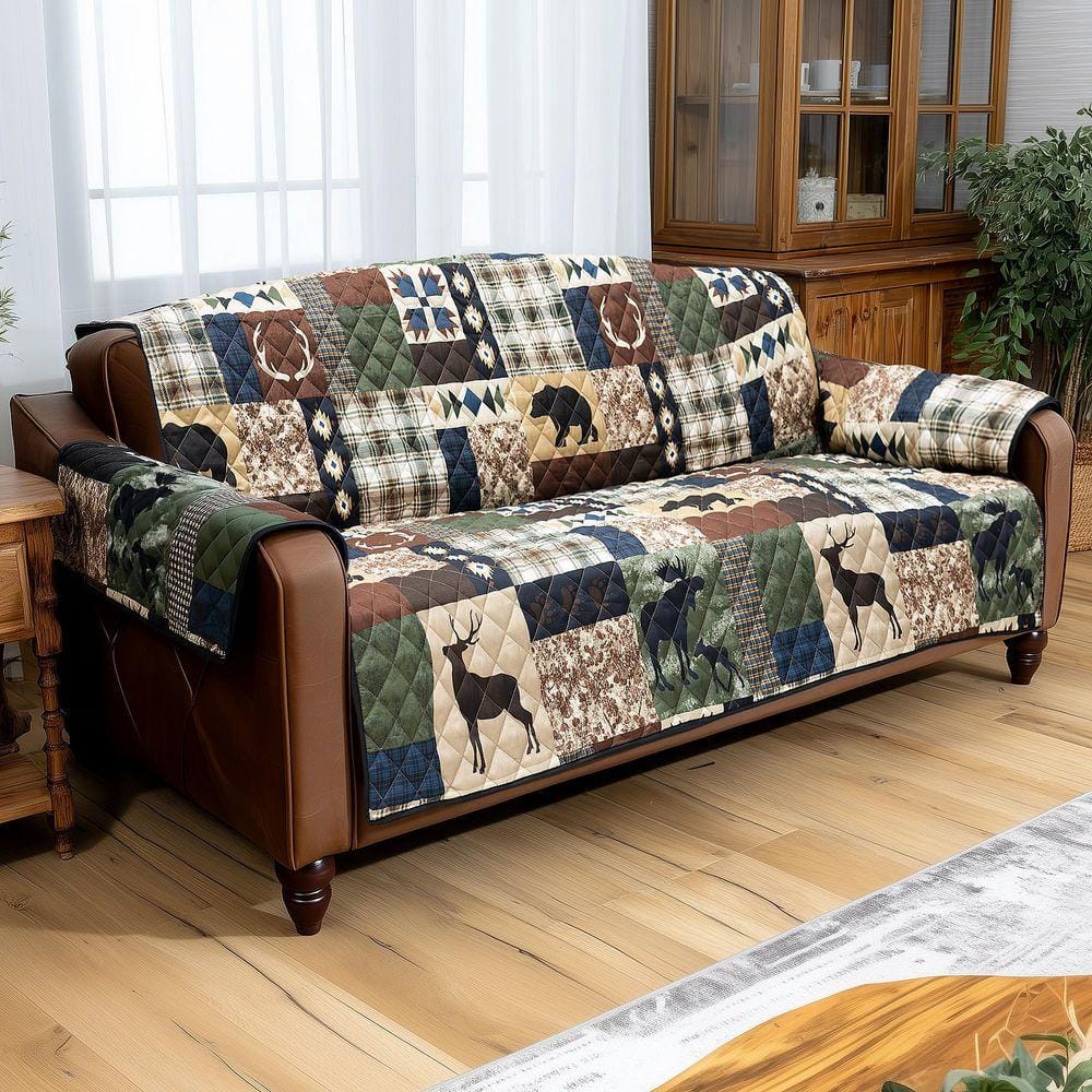 DONNA SHARP Rustica Green and Blue Polyester 1-Piece Sofa