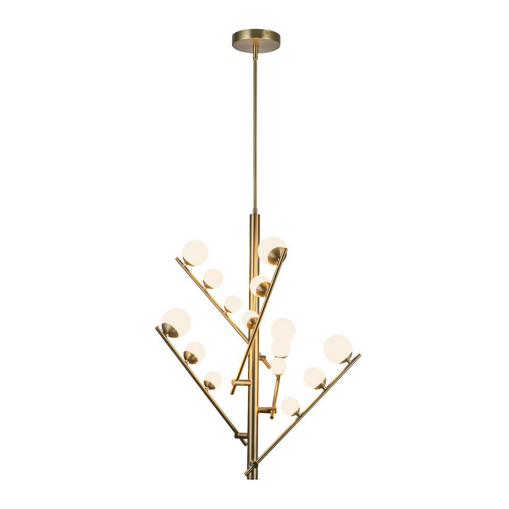 Juniper Mini Brushed Gold LED Chandelier with Opal Glass