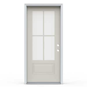 36 in. x 80 in. 1-Panel Left Hand Inswing 4-Lite Clear Ash Fiberglass Prehung Front Door with Brickmould