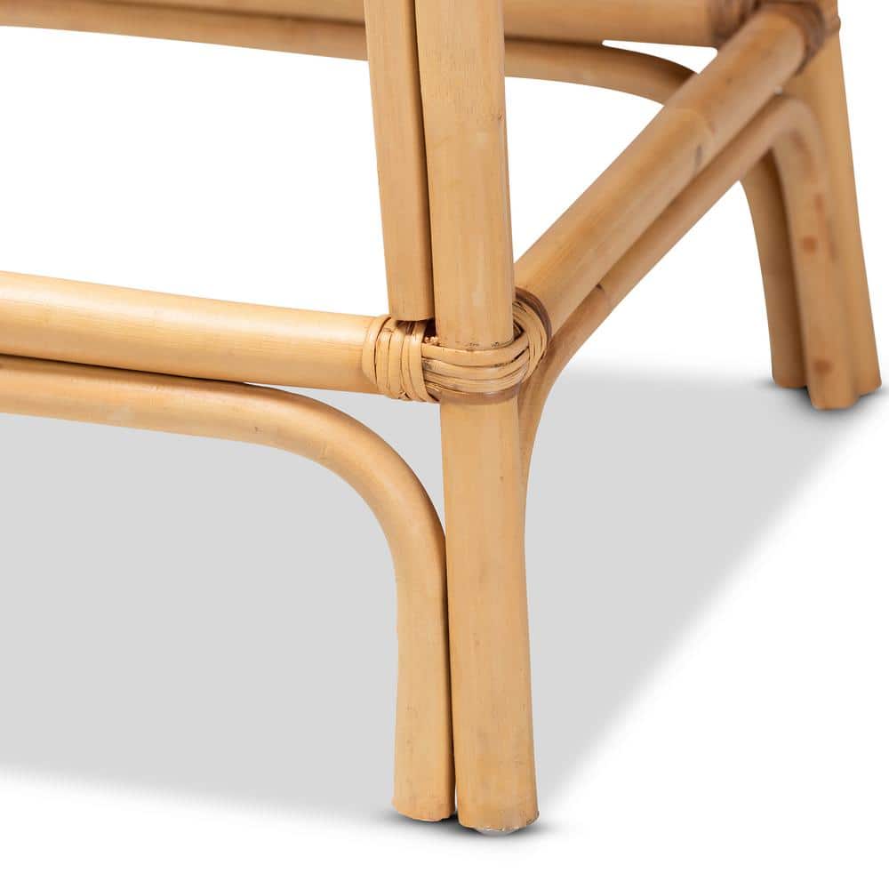 Natural Brown Rattan Curved Back Counter Stool