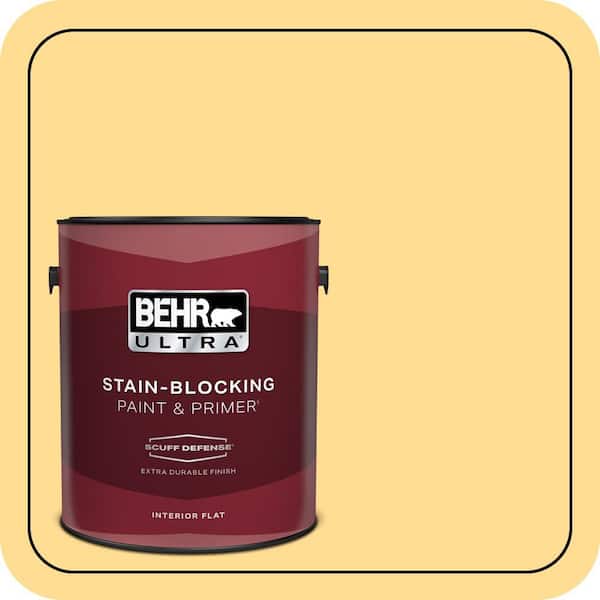 BEHR ULTRA 1 gal. #320B-4 Lemon Pound Cake Extra Durable Flat Interior Paint & Primer