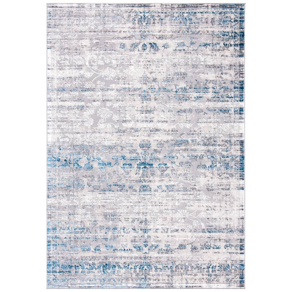 UPC 195058036382 product image for SAFAVIEH Amelia Gray/Blue 9 ft. x 12 ft. Damask Distressed Area Rug | upcitemdb.com