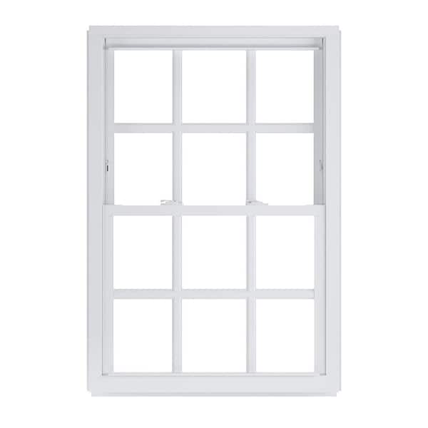 American Craftsman 31.75 in. x 61.25 in. 50 Series  White Double Hung Low-E Argon Glass Vinyl Replacement Window with Grids, Screen Incl