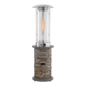 46,000 BTU Rapid Induction Patio Heater with Large Flame Glass Tube in Envirostone