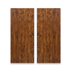 84 in. x 84 in. Hollow Core Walnut Stained Pine Wood Interior Double Sliding Closet Doors