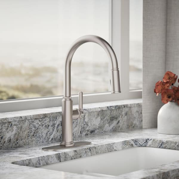 Revolv Single Handle Pull Down Sprayer Kitchen Faucet in Vibrant Stainless