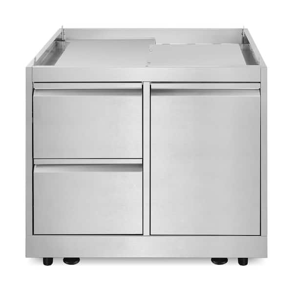 32 in. Newport Collection Grill Cabinet with Drawers, Tank Mount, Soft-Roll Casters, Stainless Steel Frame