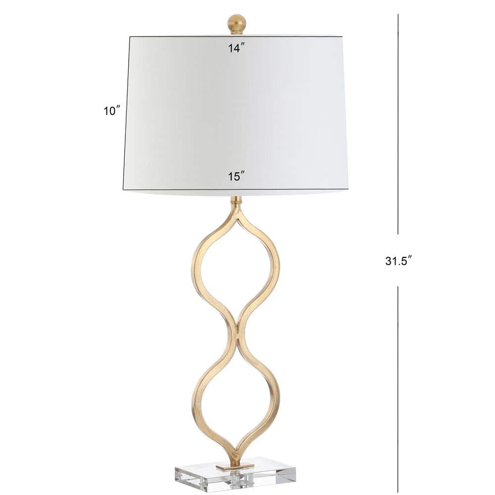Elegant Gold Leaf 31.5" Table Lamp with White Linen Shade