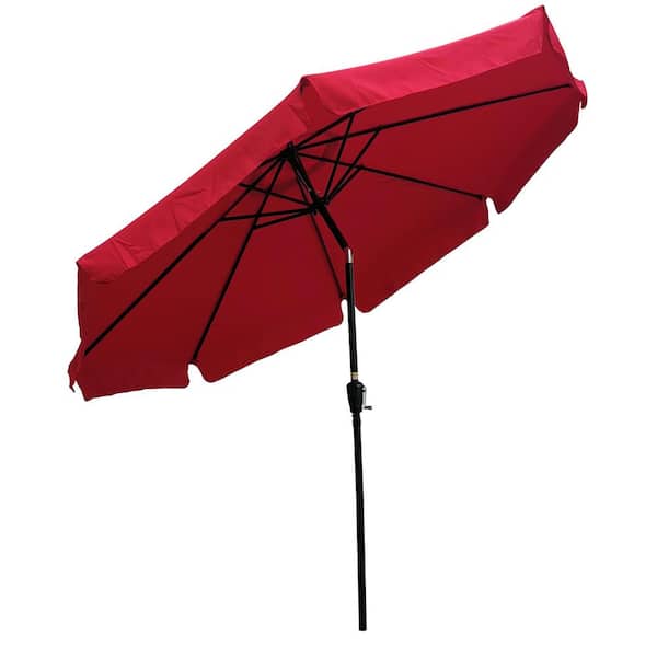 GAWEZA 10 ft. Metal Market Tilt Patio Umbrella in Red with Flap for Garden Deck Backyard Poolside