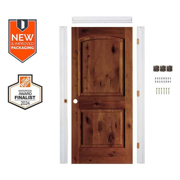 Krosswood Doors Assembly Required 36 in. x 80 in. Alder Right-Hand Top Arch Red Chestnut Stain Single Interior Door Kit w/Separate Jamb