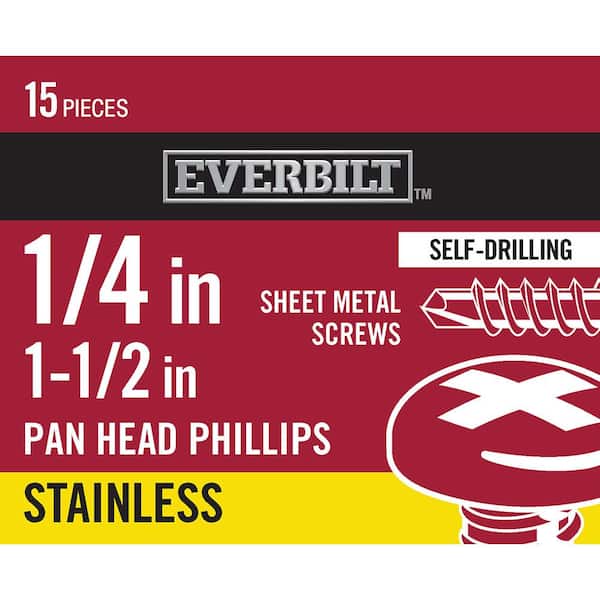 Everbilt #14 1-1/2 in. Phillips Pan-Head-Self-Drilling Sheet Metal Screwss (15-Pack)