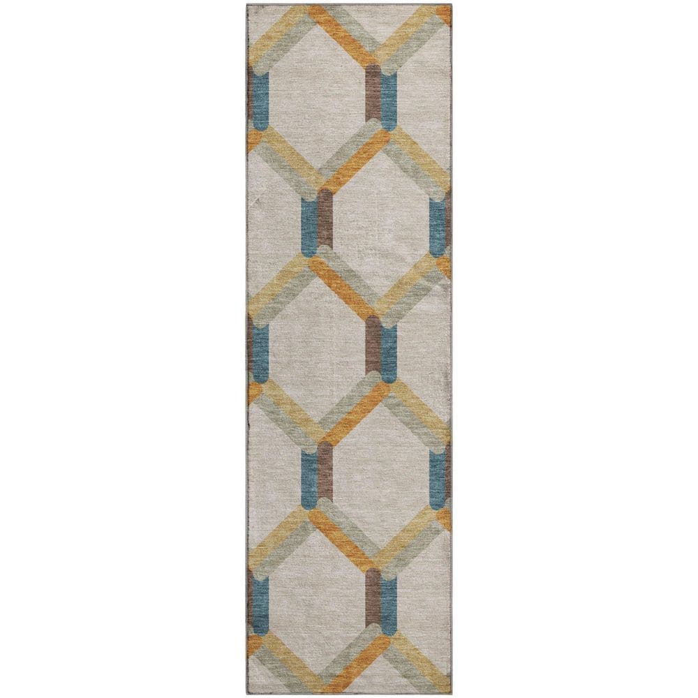 Mayfield Premium Machine Washable Abstract AMF2343 Beige 2 ft. x 7 ft. Runner Rug price history on PriceWatchPro